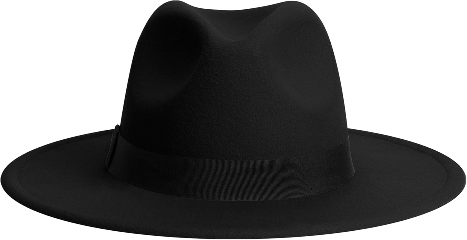 Wide Brim Fedora Hats for Women & Men Classic Dress Panama Hat Adjustable Felt Hat with Band
