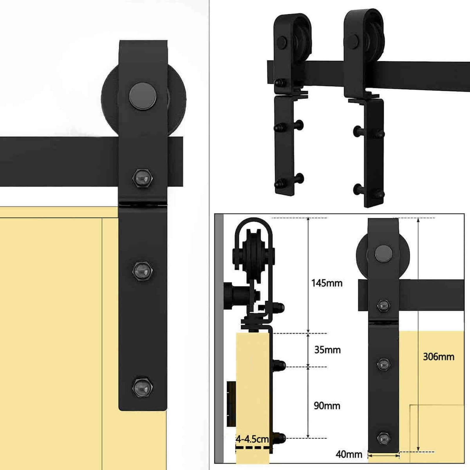 Osprzęt Do Drzwi Przesuwnych Stodoły, Prowadnica Drzwiowa, Jednostronna I Dwustronna Składana Szyna Wisząca, Akcesoria Dwuskrzydłowych(78.7" Track (Single Door))
