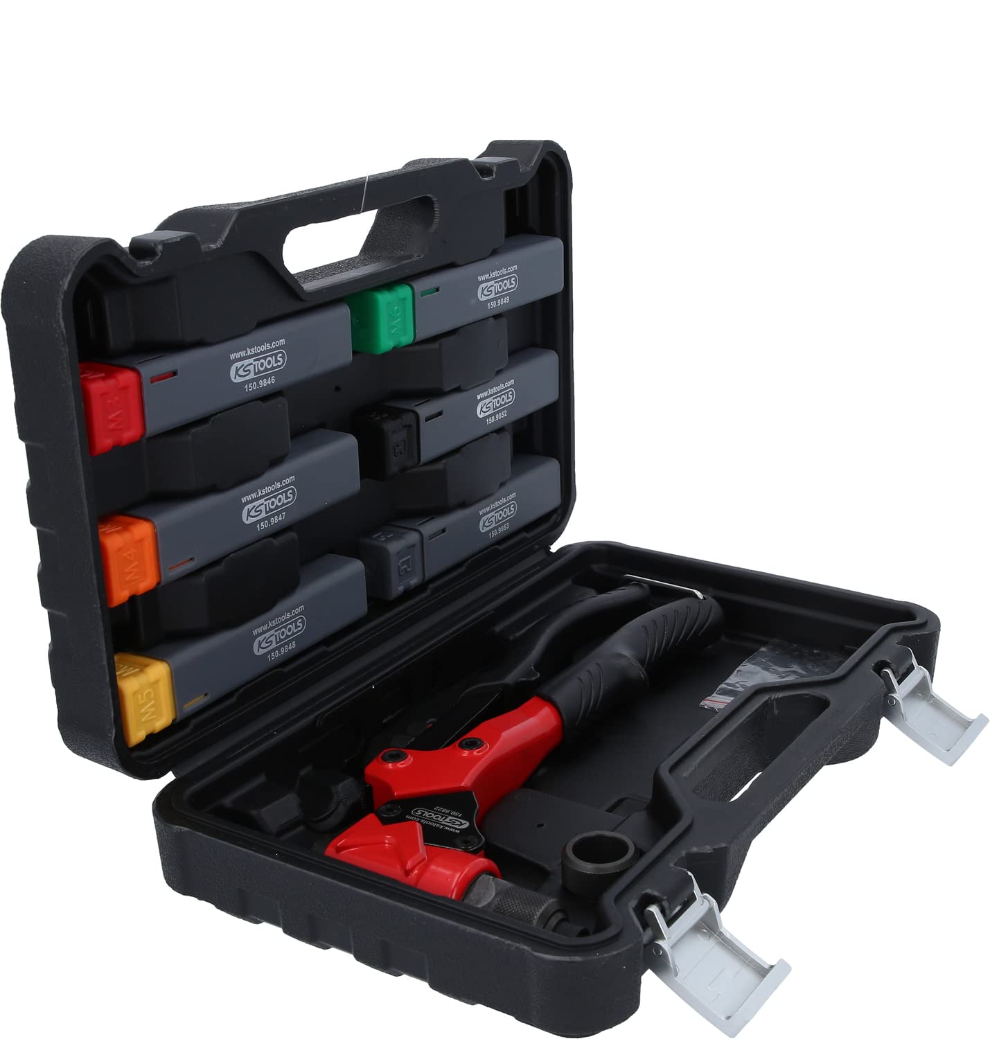 KS Tools 150.9820 3 en 1 - Juego de remachadoras giratorias (12 piezas)