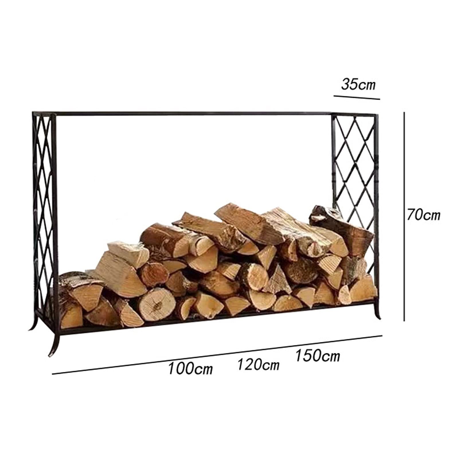 Culle portalegna Grande Rastrelliera per Legna da Ardere, Porta Tronchi di Larghezza 3 Piedi/4 Piedi/5 Piedi, Stoccaggio Accatastamento del Legno, Scaffale per Legna da Ardere per Pozzo del Fuoco del