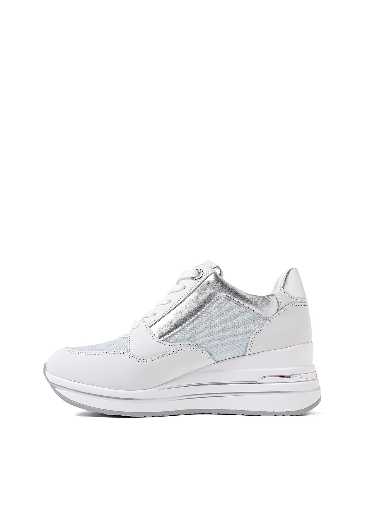 QUEEN HELENA Sneakers in Vera Pelle con Zeppa Scarpe da Ginnastica Alte Casual Donna QH9009