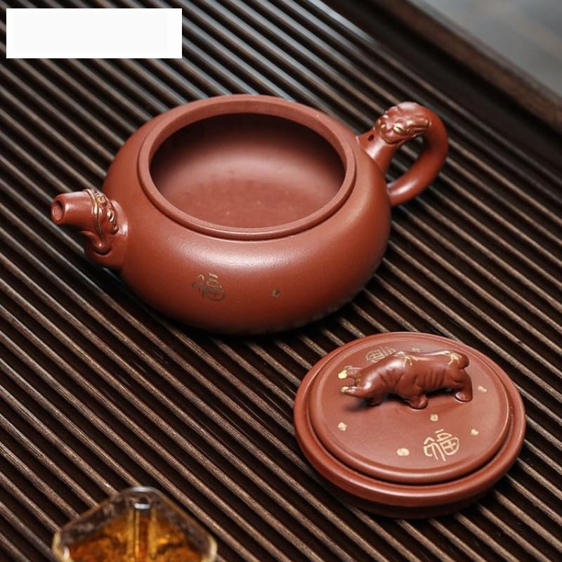 Czajnik do herbaty 300 ml, fioletowy gliniany czajnik, ręcznie robiony czajnik z surowej rudy Dicaoqing, czajnik do moczenia herbaty z filtrem, zestaw do herbaty Zisha, chiński czajnik do kuchenki