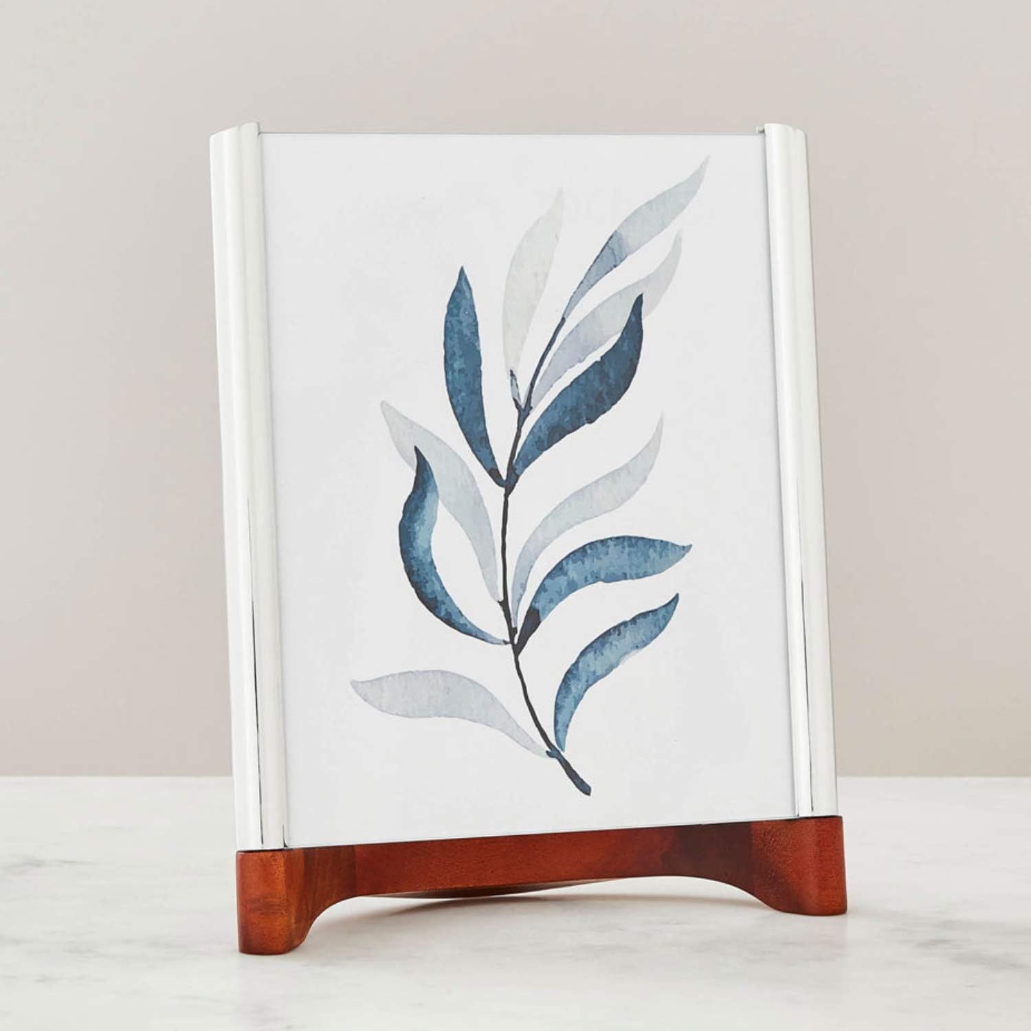 nambe Sky View Picture Frame, 8 by 10 - Inch | Photo Frame with Tempered Glass | Tabletop Display Family, Friends, Wedding Gift, Home Office Décor | Nambe Alloy, Acacia Wood and Glass