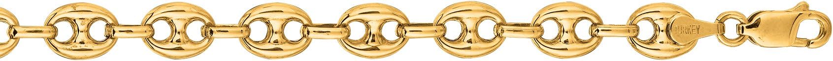 14K Yellow Gold 11 mm Puffed Mariner Chain 20", 22", 24" for Men and Women Jewelry with Lobster Clasp, High Polished Modern Pendant Necklace