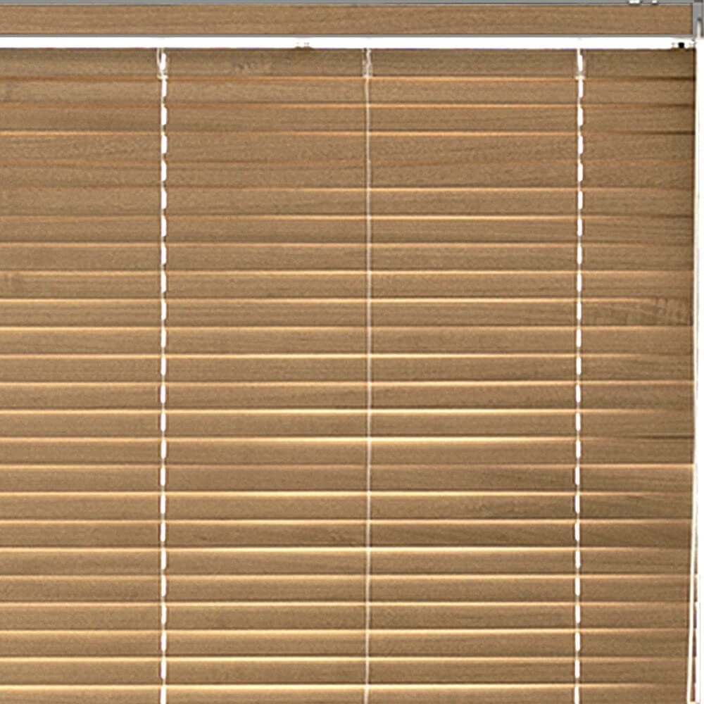 ミディアムブラウン　木製ブラインド　カーテンレール取付 ミディアムブラウン 木製ブラインド カーテンレール取付