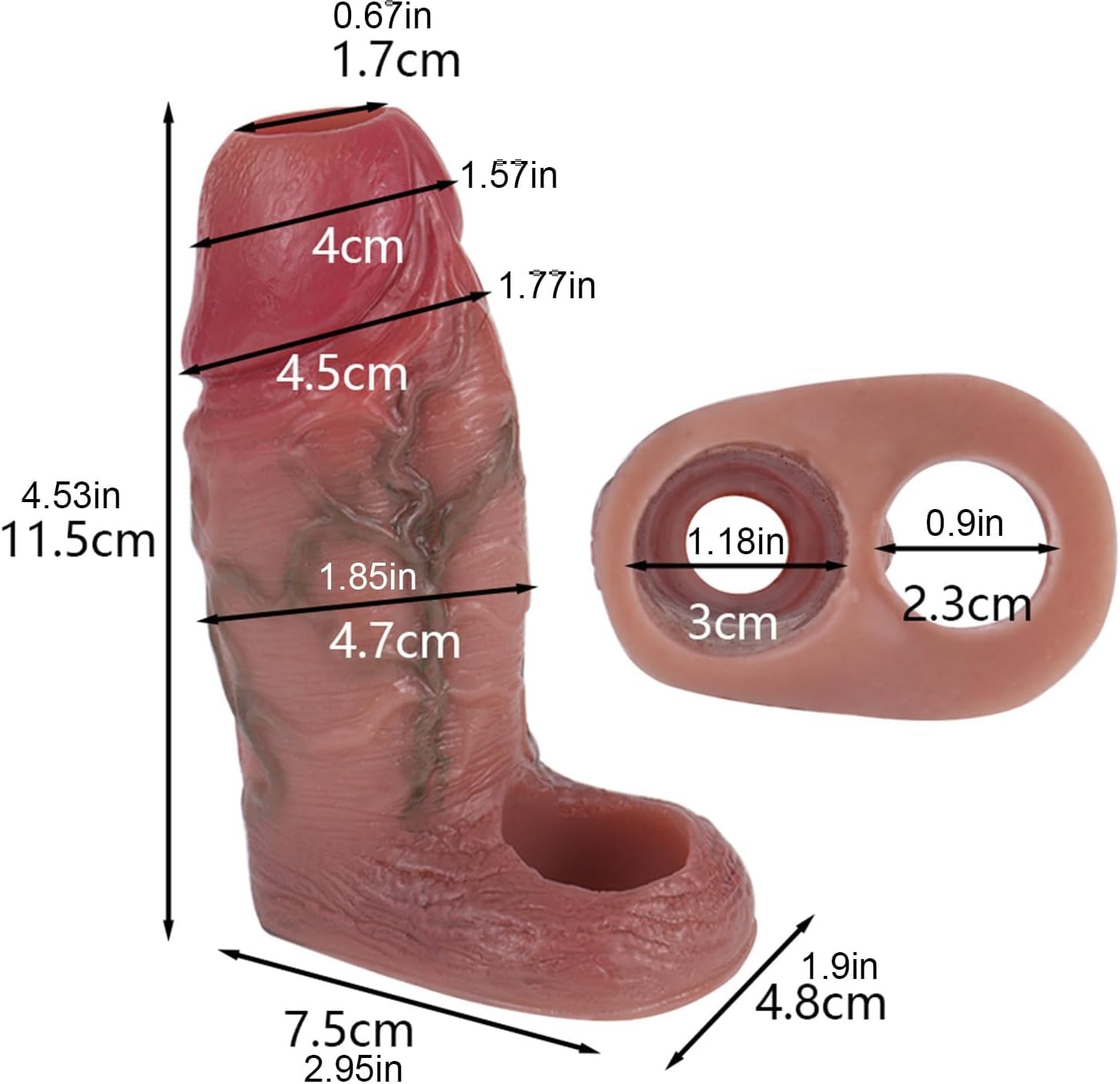 Guaina Pene Realistico Morbido Spesso con Cockring Anello per Testicoli, Guaina Fallica Indossabili,Estensore Prolunga Ingrandi Allungamento del Pene Maschile,Sex Toys Sessuali per Coppie Donna Uomini
