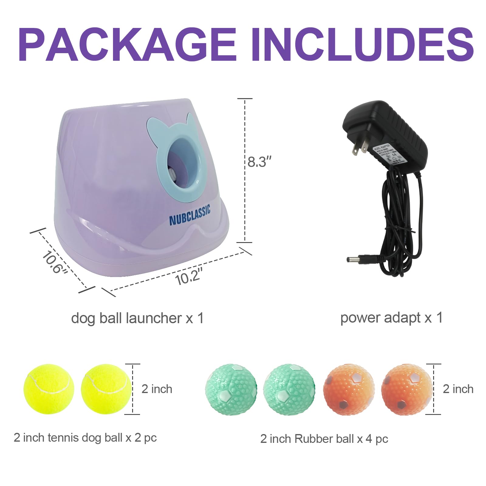 BESTHLS Lanzador automático de pelotas de tenis interactiva para perros pequeños y medianos, distancia de 10 a 30 pies (morado)