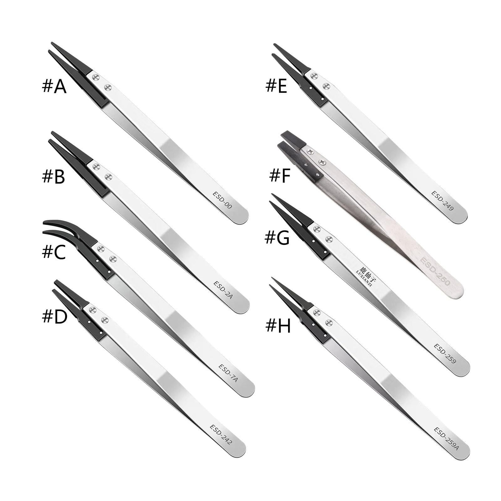 Amazon.co.jp: 交換可能なヘッド抗静止したピンセットステンレス鋼抗