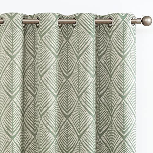 jinchan 80% Blackout Curtains for Living Room, Geometric Patterns Drapes for Bedroom, Window Treatments for Room Darkening, Grommet Top Thermal Insula