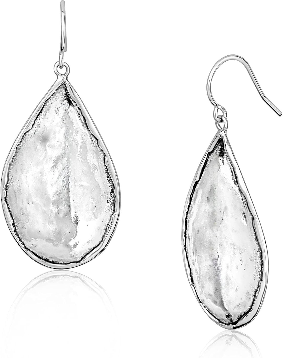 JEAN RACHEL JEWELRY Hammered Earrings for Women - 925 Sterling Silver Dangle Statement, Hypoallergenic, Lead & Nickel Free jewelry (Teardrop Earrings)