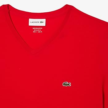 Amazon.co.jp: Lacoste Men's TH6710 T-Shirt, Red240, M