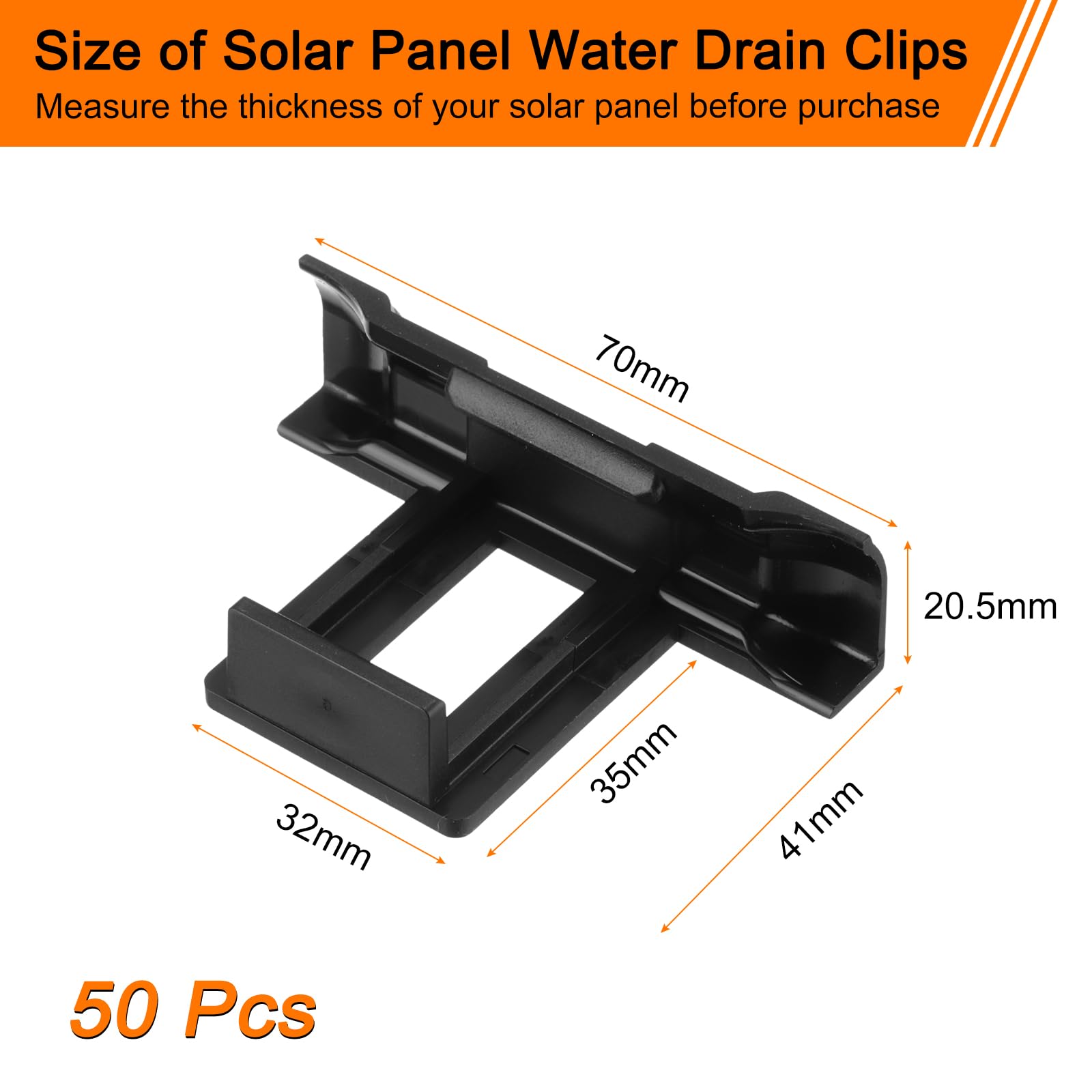 QUARKZMAN 50 Stück Solarpanel Wasserablauf Clips 35mm Schlammentfernungsclips Wasserablaufclips Entwässerung Wasserführung Reinigungsclips für Solarpanel PV Solarmodule Dach Photovoltaik