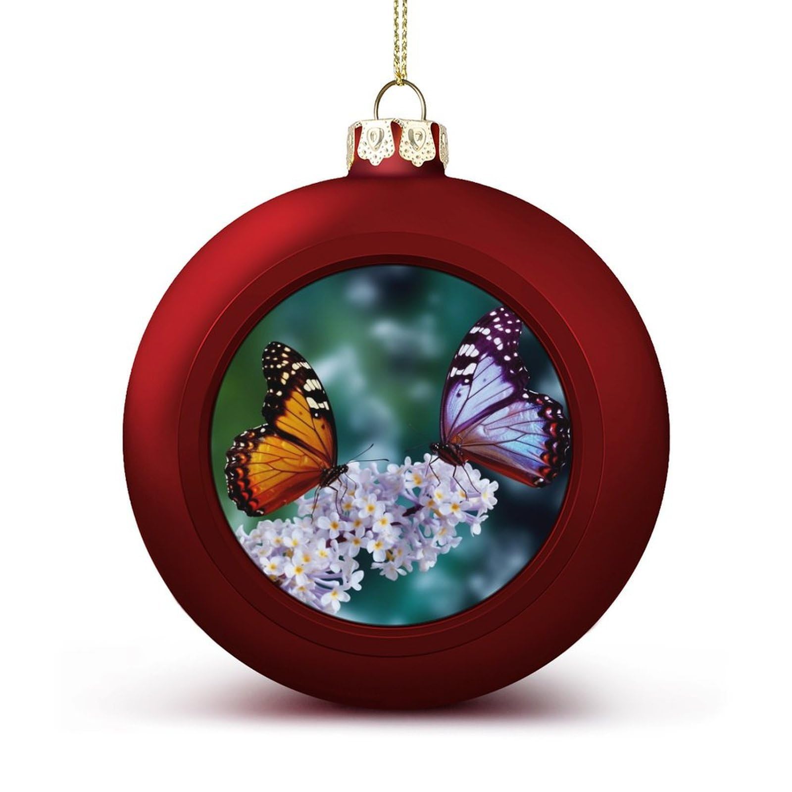 Beautiful Butterflies Christmas Balls Ornaments for Xmas Christmas Tree 1.6" Hanging Shatterproof Xmas Balls Hanging Decor Pendants for Holiday Party Outdoor Indoor DIY Craft Supplies