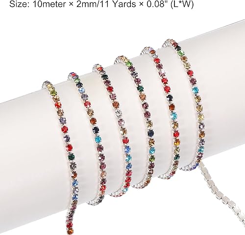 Miniatura 2 de MECCANIXITY Cadena de diamantes de imitación de cristal de 11 yardas, 0.079 pulgadas, con cierre de cadena para coser, manualidades, joyería de