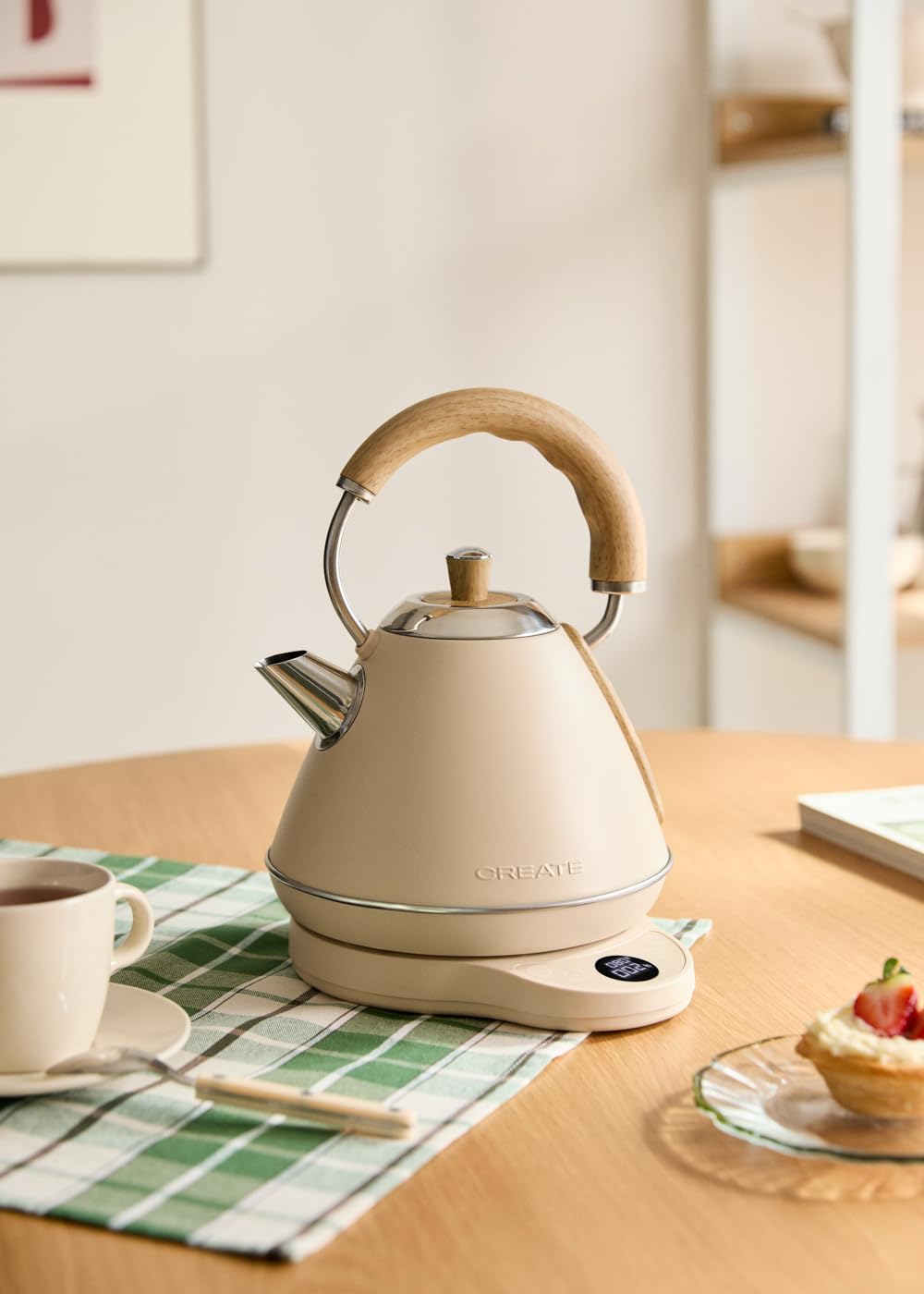 CREATE KETTLE RETRO PRO/Bouilloire électrique de 1 L avec contrôle de la température du sable / Système auto - Arrêt, ébullition rapide, base antidérapante, panneau transparent, 1200 W