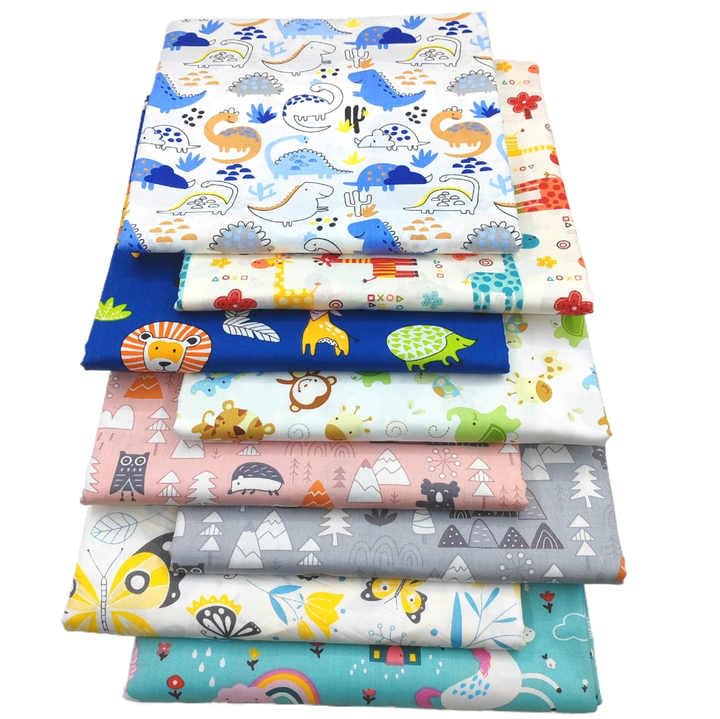 CraftsFabrics 8pcs/lot Cartoon Printed Fabric 40x50cm Wide Quilting Cotton Fabric Patchwork Fat Quarter Bundles for Handmade Bags Purse Pillowcase