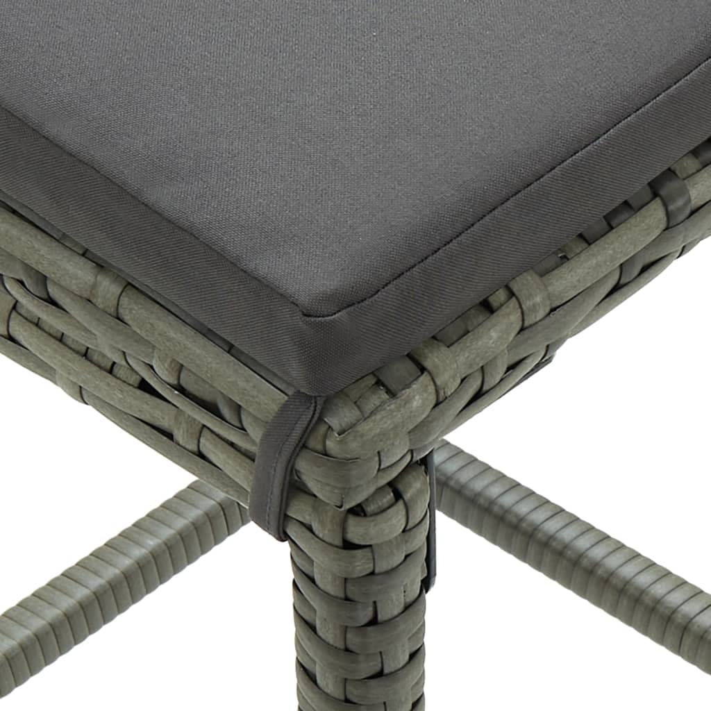 vidaXL Meuble de Bar de Jardin 5 pcs et Coussins Salon de Jardin Ensemble de Salle à Manger Mobilier de Patio Terrasse Extérieur Résine Tressée Gris