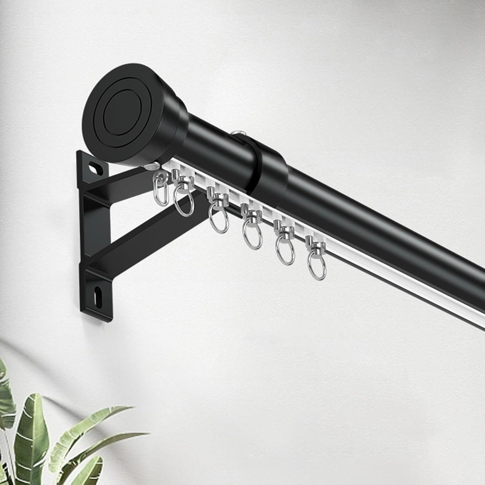Verstellbare Aluminium-Gardinenstangen Traverse Track für Vorhänge & Vorhänge, Wandmontage, Schwarz/Weiß, 1-8 m, ideal für Raumteiler & Wohnkultur, langlebige und stilvolle Lösung