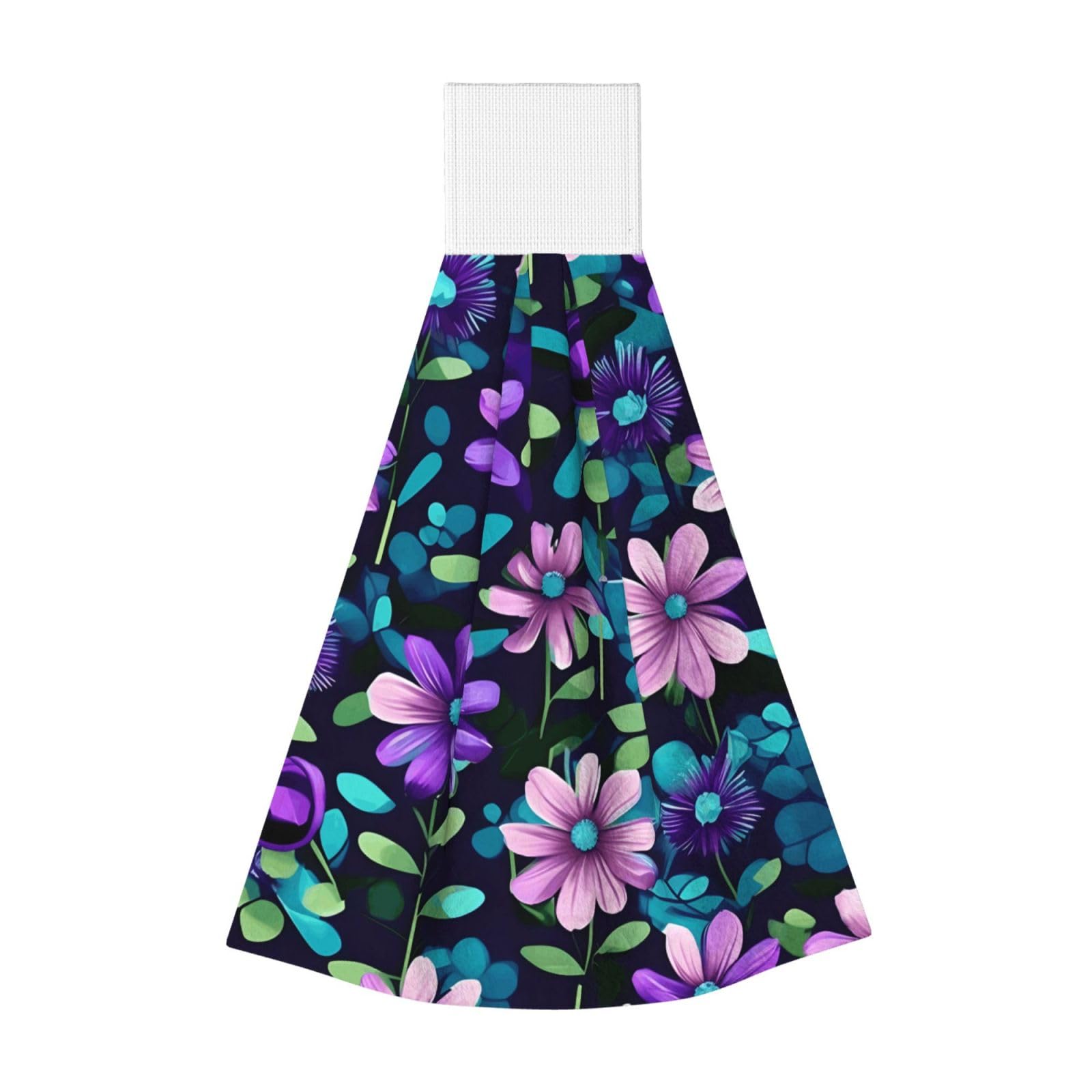 WUPngg Purple Camellia Bathroom Tie Towels/Dish Cloth,Kitchen Hanging Towel, Coral Fleece Dry Cleaning Hand Dishcloths One Size