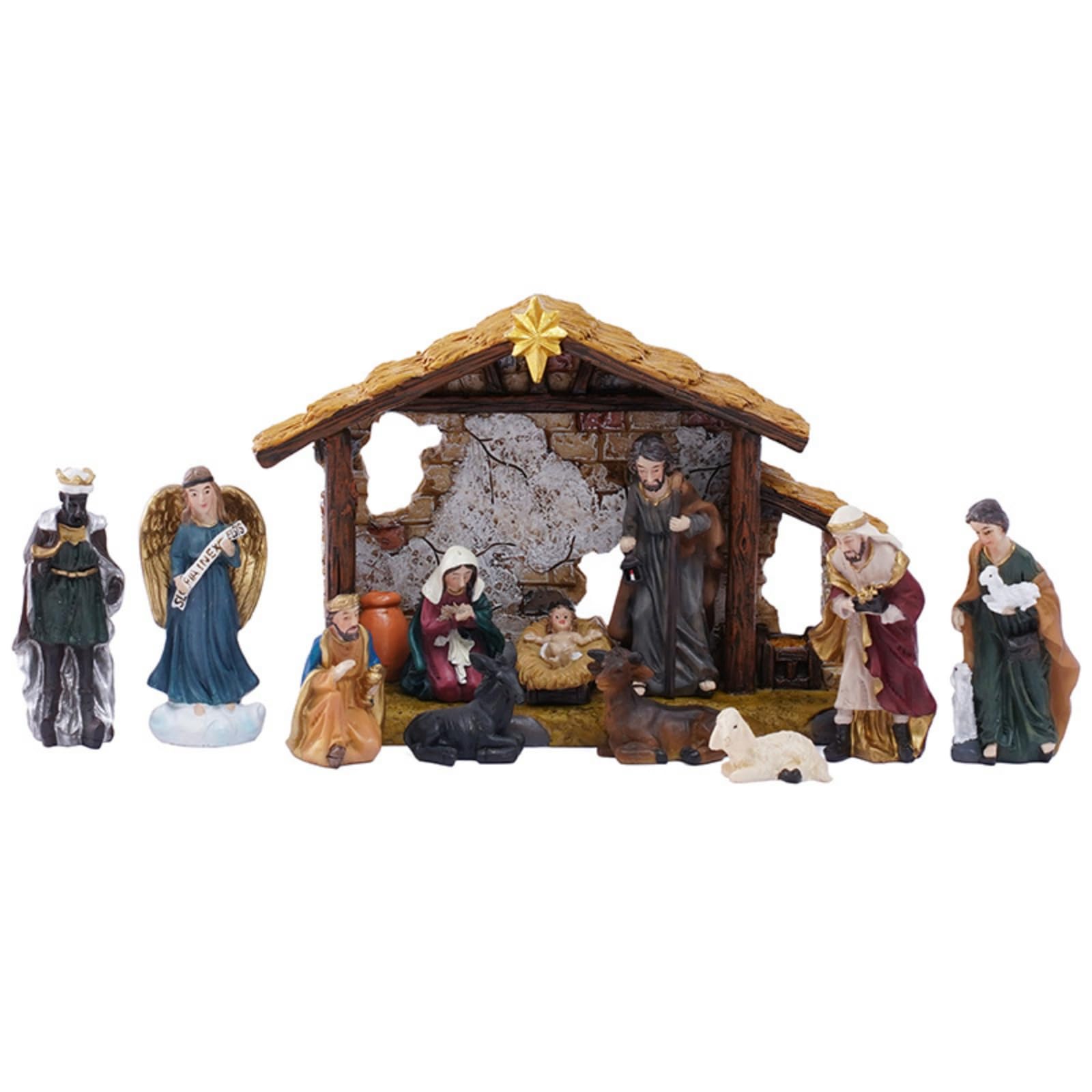 Crèche Noël avec Étable Traditionnelle Crèche Noël Compacte Étable la Nativité pour Cheminée