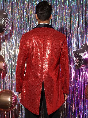 Lars Amadeus Sequin Tailcoat for Men's Shawl Lapel Shiny Sparkly Party Disco Wedding Tuxedo3