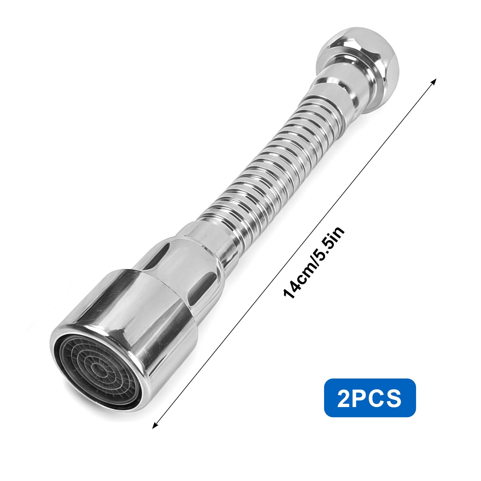 Nivofu 2Pcs Extensor Grifo Cocina 14cm Acero Inoxidable, Aireador Grifo Cocina Antisalpicaduras, Adaptador Grifo Cocina Universal, Filtro Grifo Cocina, Alargador Grifo Cocina Fregadero