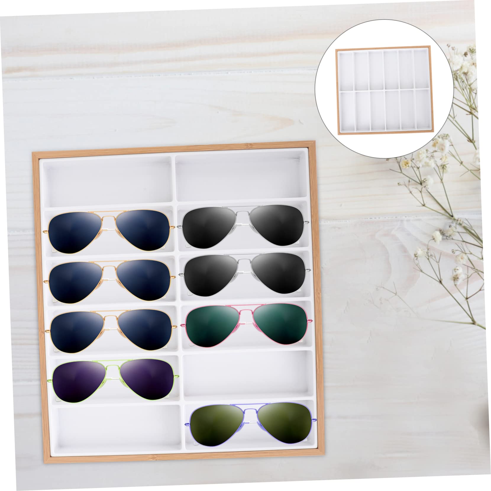 12siatki Stojak Okulary z Drewna Organizer Do Okularów i Biżuterii Przegród Idealny Do Sklepów i Domu Elegancki Design Trwały Materiał