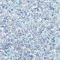 あおいページ オリジナル素材 Amazon | 壁紙屋本舗 壁紙 のり付き クロス 花柄 ブルー 青