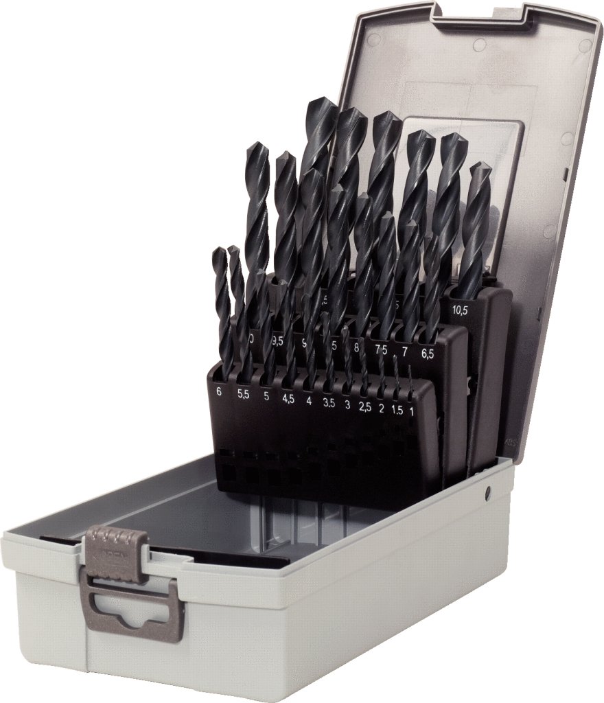 KS Tools 330.1623 Serie di Punte Elicoidali HSS-R in Cassetta di Plastica, 25 Pezzi, 1-13 mm