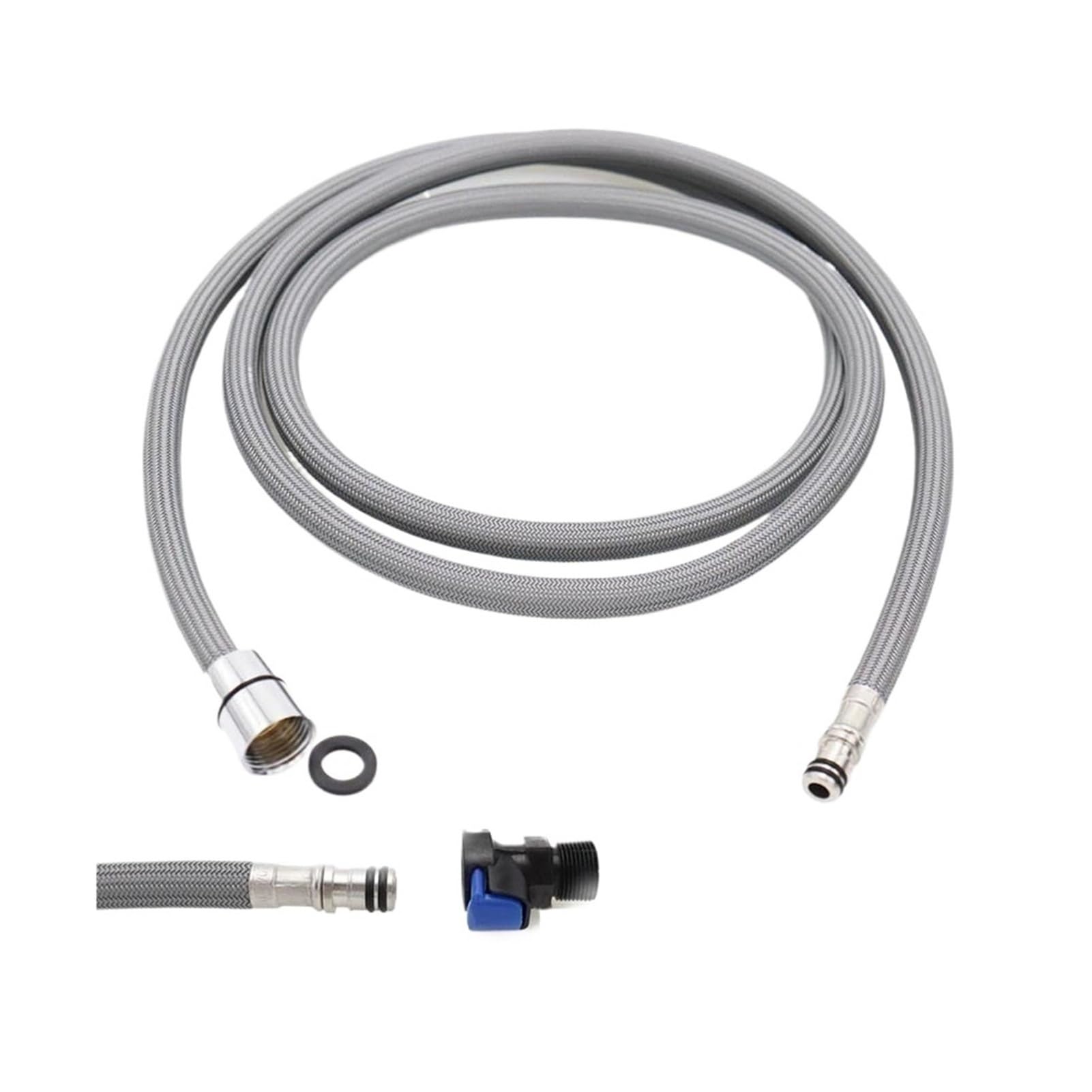 ZYCHSJXA 150/180/300cm Pull Out Kitchen Faucet Hose Nylon Braided Flexible G1/2 M15 Replacement Tube(Gray,300cm)