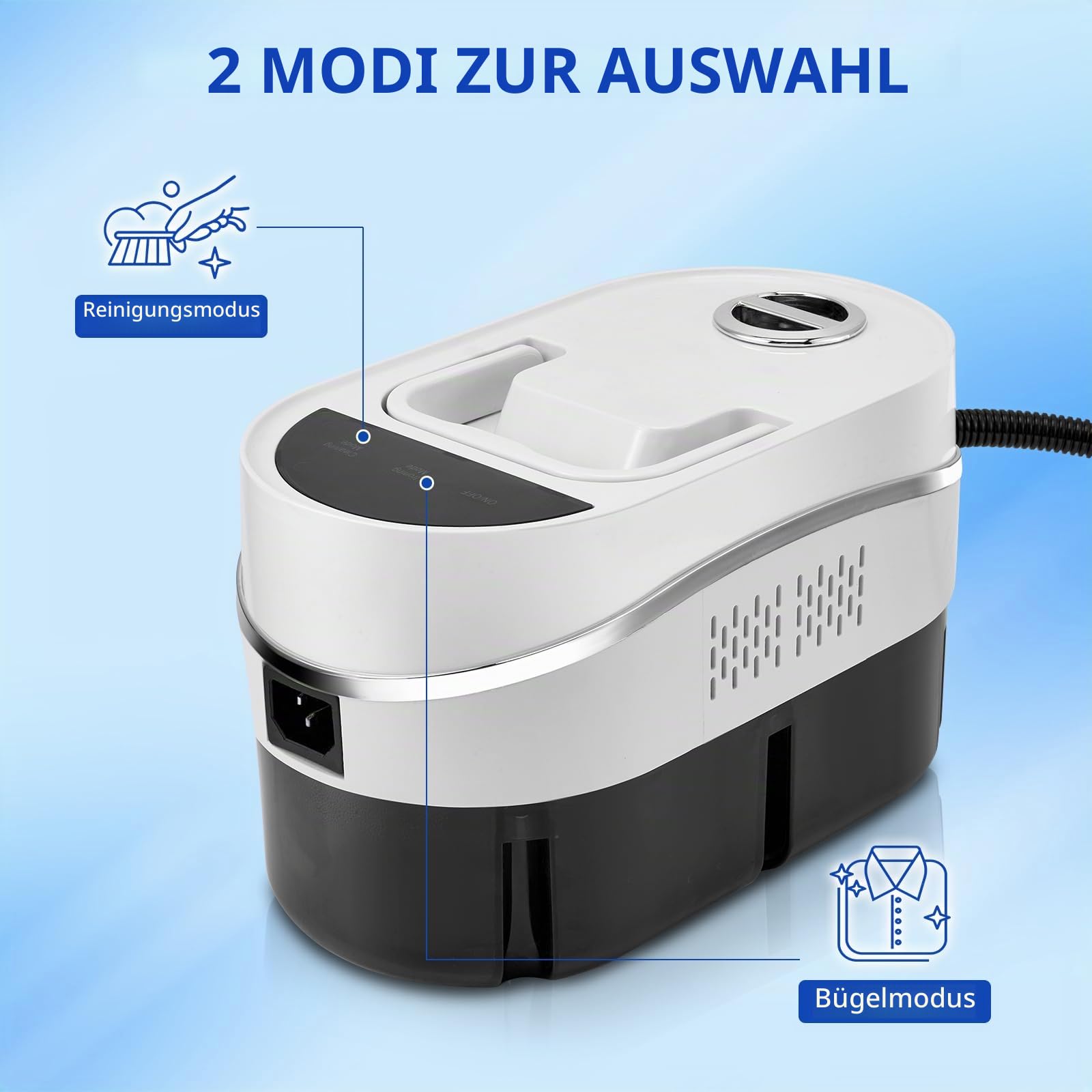 Dampfreiniger Handgerät, 1500W 4.5BAR Tragbarer Handdampfreiniger mit Digitaldisplay, 1.2L Wassertank, 8 Zubehör, Hochdruck Dampfreiniger für Alles Küchenmöbel Boden Badezimmer Auto