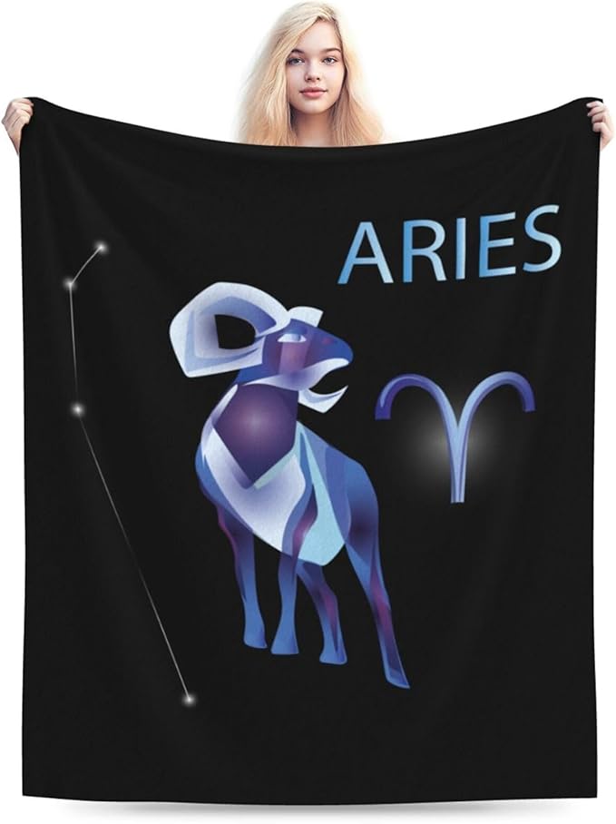Aries Zodiac Sign Throw Blanket for Couch Bed Sofa Soft and Comfortable Blankets 60