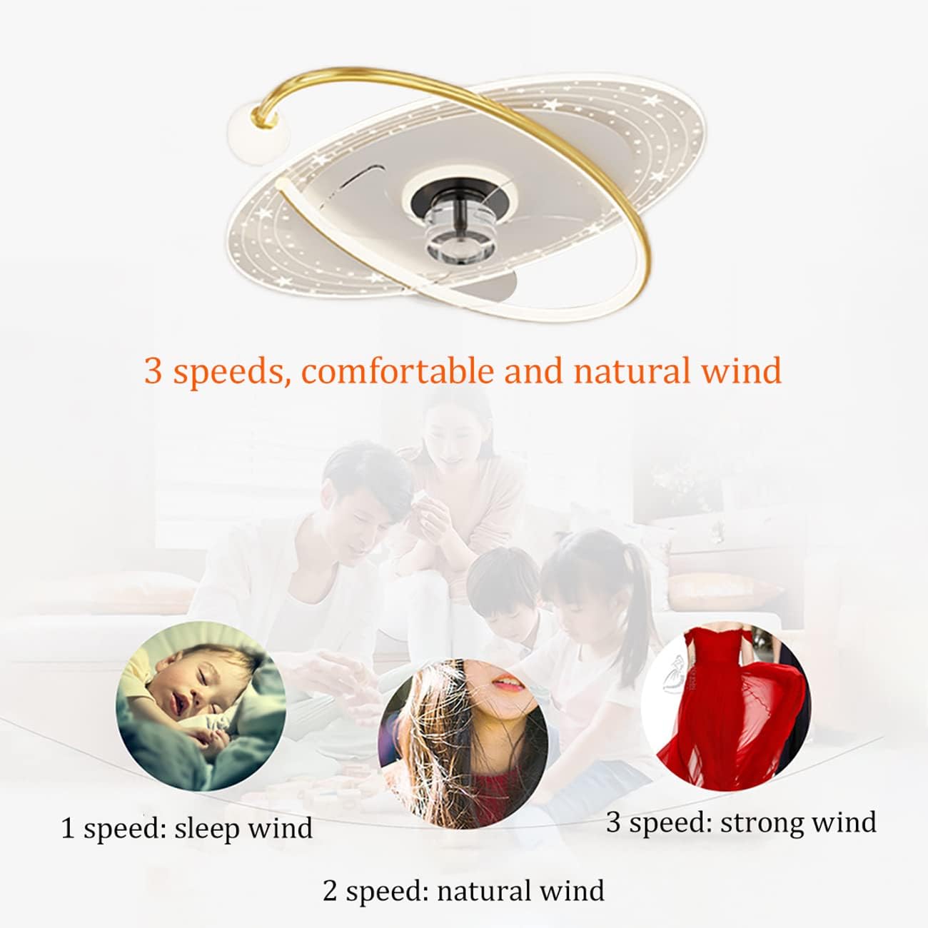 YUEGOO Ceiling Fans with Lamps,50Cm Ceiling Fans with Lights and Remote Silent 3 Speeds Fan Led Dimmable Ceiling Lights with Timer for Bedroom Living Room Dining Room Fan Lighting/D