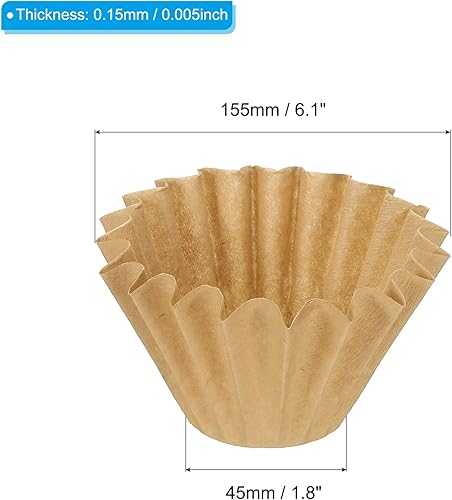 Miniatura 2 de PATIKIL Filtros de café para cesta de 1 a 2 tazas, filtro de papel marrón de 6.1 x 1.8 pulgadas, cafeteras de goteo desechables para cafetería,