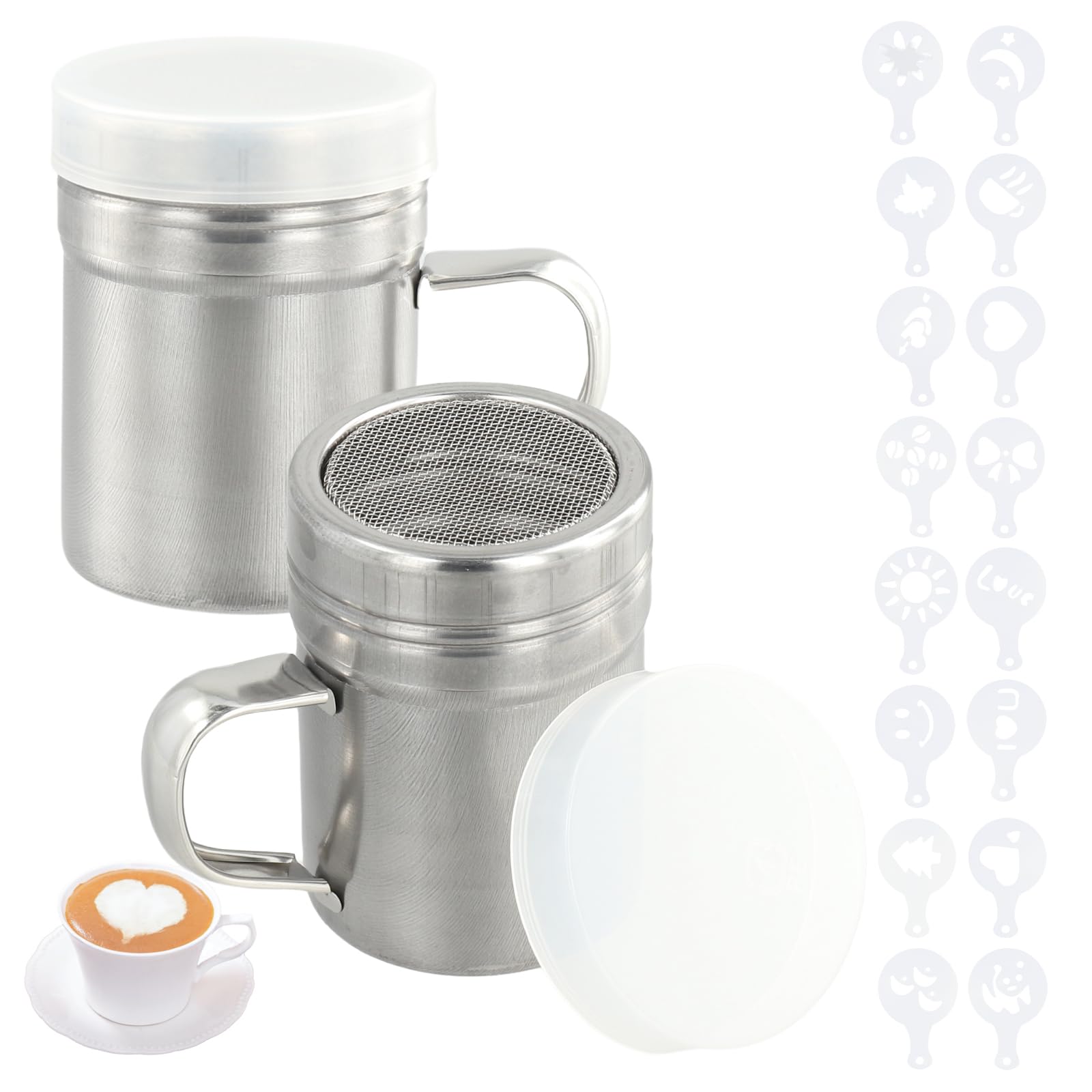 GOTOTOP Shaker Per Cioccolato E Setaccio Per Polvere In Acciaio Inox - Colino Per Farina, Zucchero E Cacao - Taglia L 6,8x12,7 Cm - 6