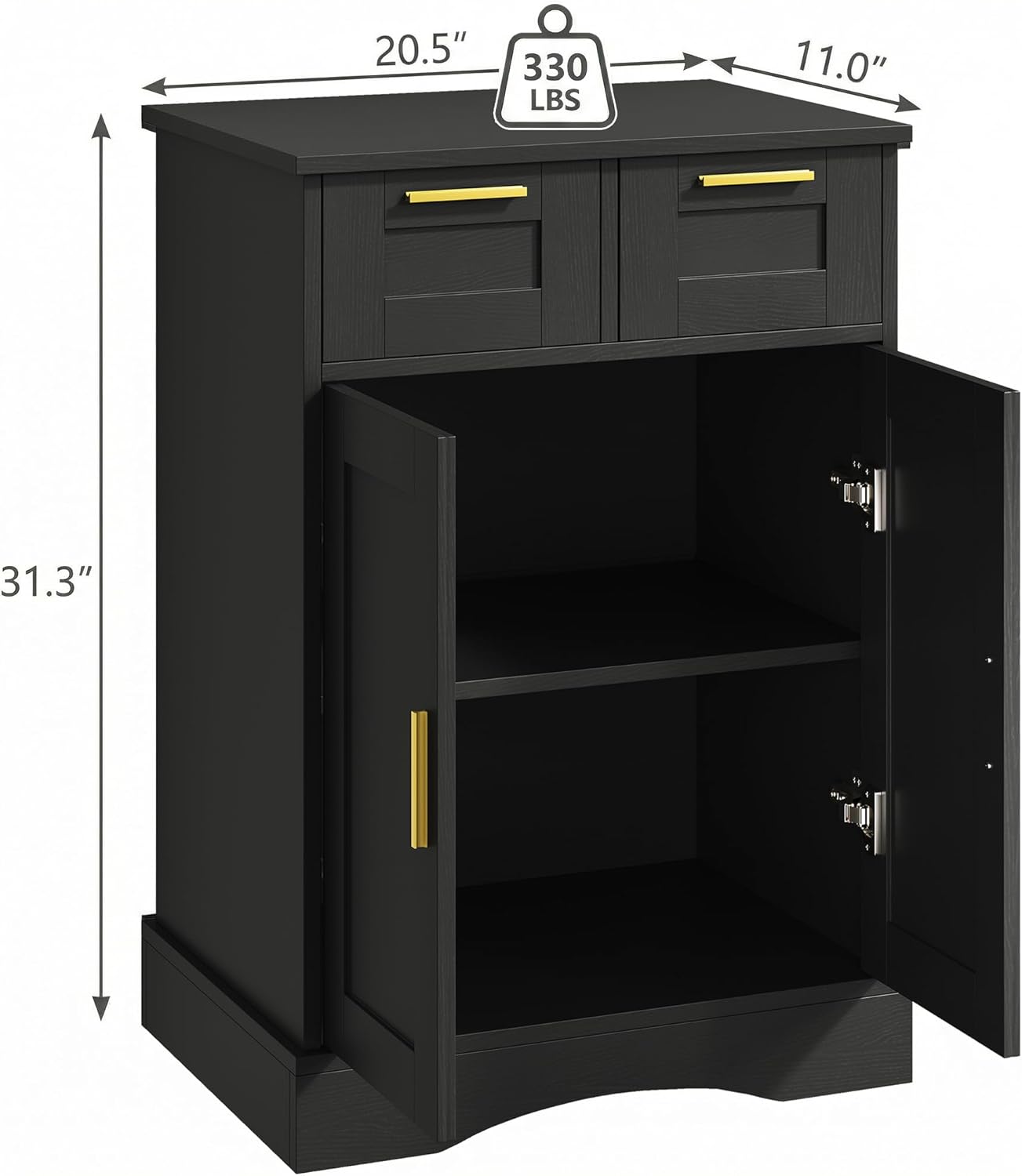 5-10 Gallon Fish Tank Stand with Storage Cabinet, Aquarium Cabinet with 2 Drawers for Fish Tank Accessories Storage, 10 Gallon Aquarium Stand, 20.5" L x 11.0" W Tabletop, Black PTBX02BK