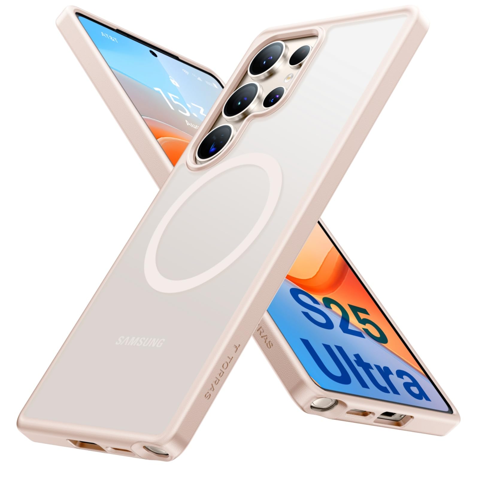 TORRAS for Samsung Galaxy S25 Ultra Case, Fit for MagSafe, 4X Military Grade Protection, Magnetic Shockproof Translucent Slim for Samsung S25 Ultra Case Anti-Scratch, Titanium Pink Gold