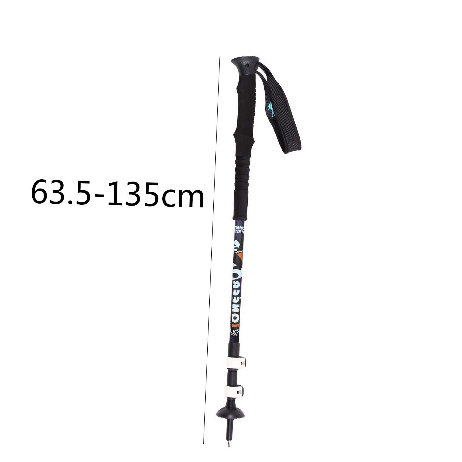 Lot de 2 bâtons de ski télescopiques ultra légers avec hauteur réglable et fonction anti-choc, bâtons de randonnée portables avec poignée antidérapante en EVA - Bleu (63,5 à 135 cm)