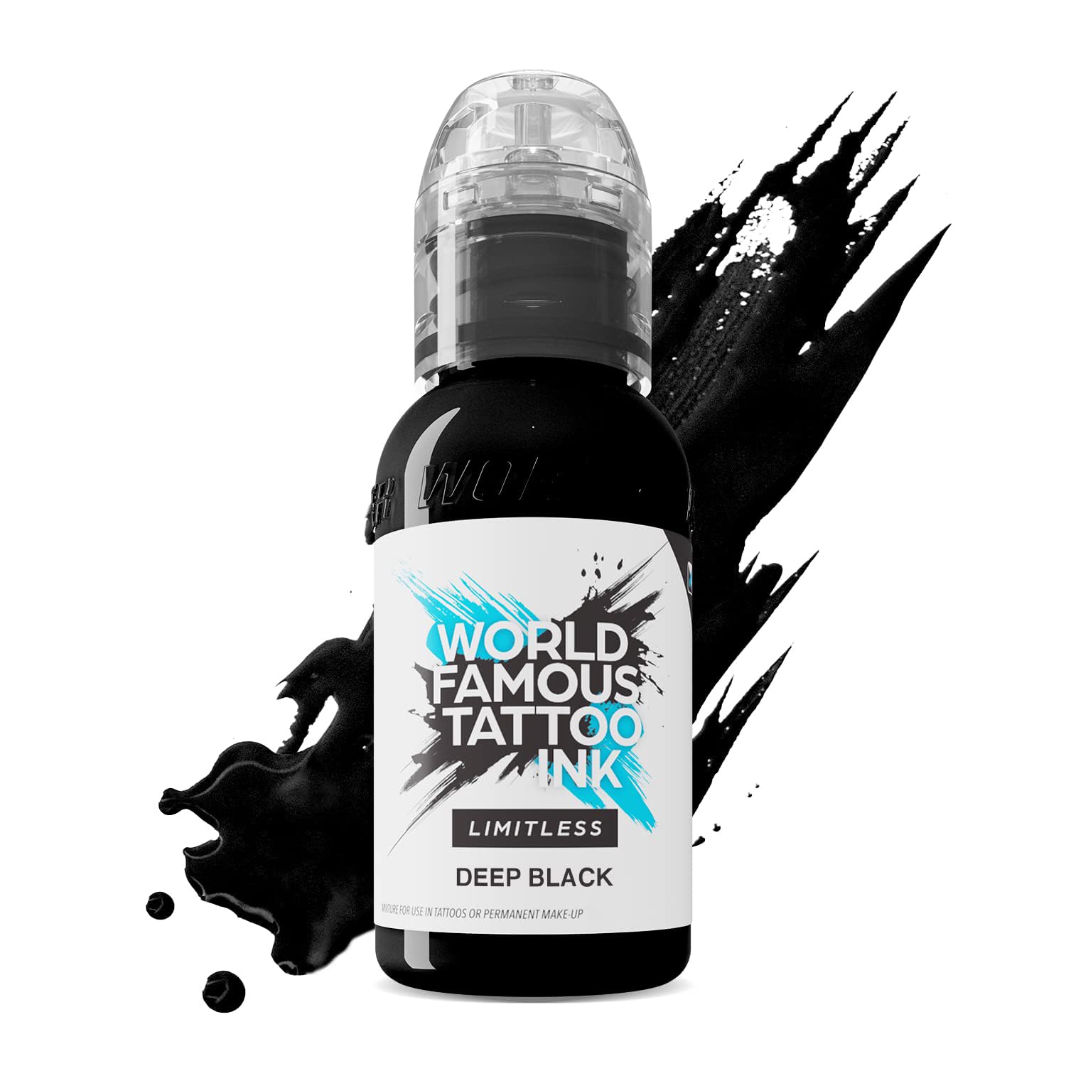 World Famous Tattoo Ink Limitless - Deep Black Tattoo Ink - Professional Tattoo Ink & Tattoo Supplies - Skin-Safe Permanent Tattooing in Bold Shades - Vegan & Non-Toxic (1 oz)