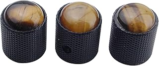 guyker Dome Guitar Bass Potentiometer Control Knobs with 6mm Dia. Shaft Pots - 3PCS Zinc Alloy Bell Speed Tone Volume Knob Replacement Part, (Tiger-Eye Top, Black)