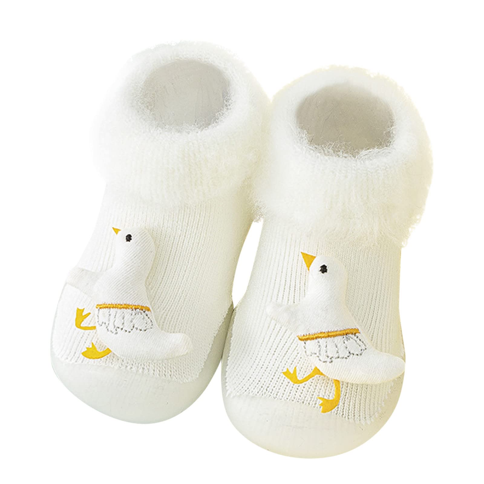 Baby Christmas Socks Slippers Santa Claus Soft Booties Cartoon Plush Cotton Slipper Shoes Thickened Baby Walking Shoes White