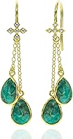 Vista 14 de Aretes largos de oro vermeil de 18 quilates para mujer, cadena de cable de cristal, delicada piedra natal, joyería hipoalergénica para regalos
