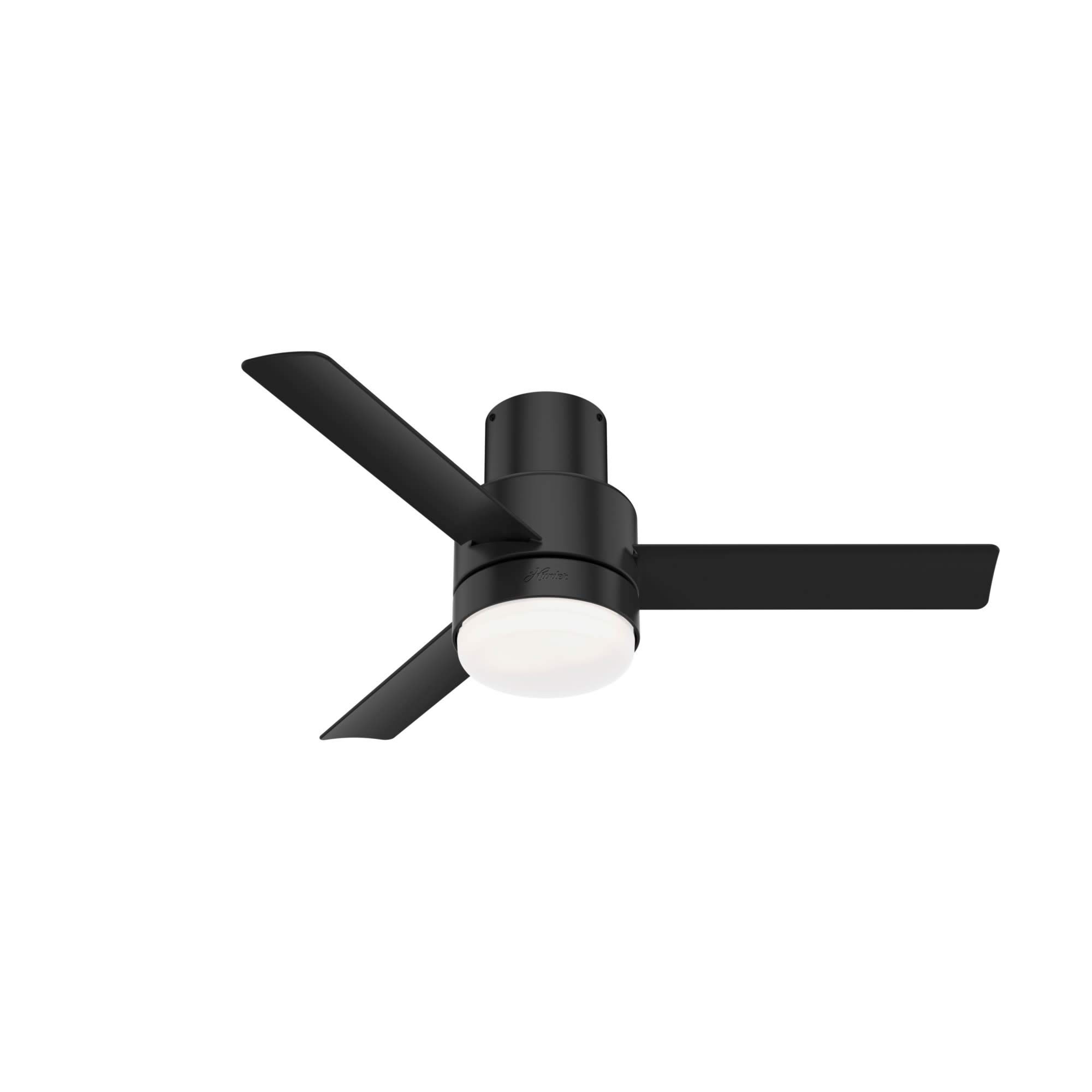 HunterFan Company Gilmour 44-inch Indoor/Outdoor Matte Black Casual Ceiling Fan With Bright LED Light Kit, Remote Control, Reversible WhisperWind Motor and SureSpeed Technology Included