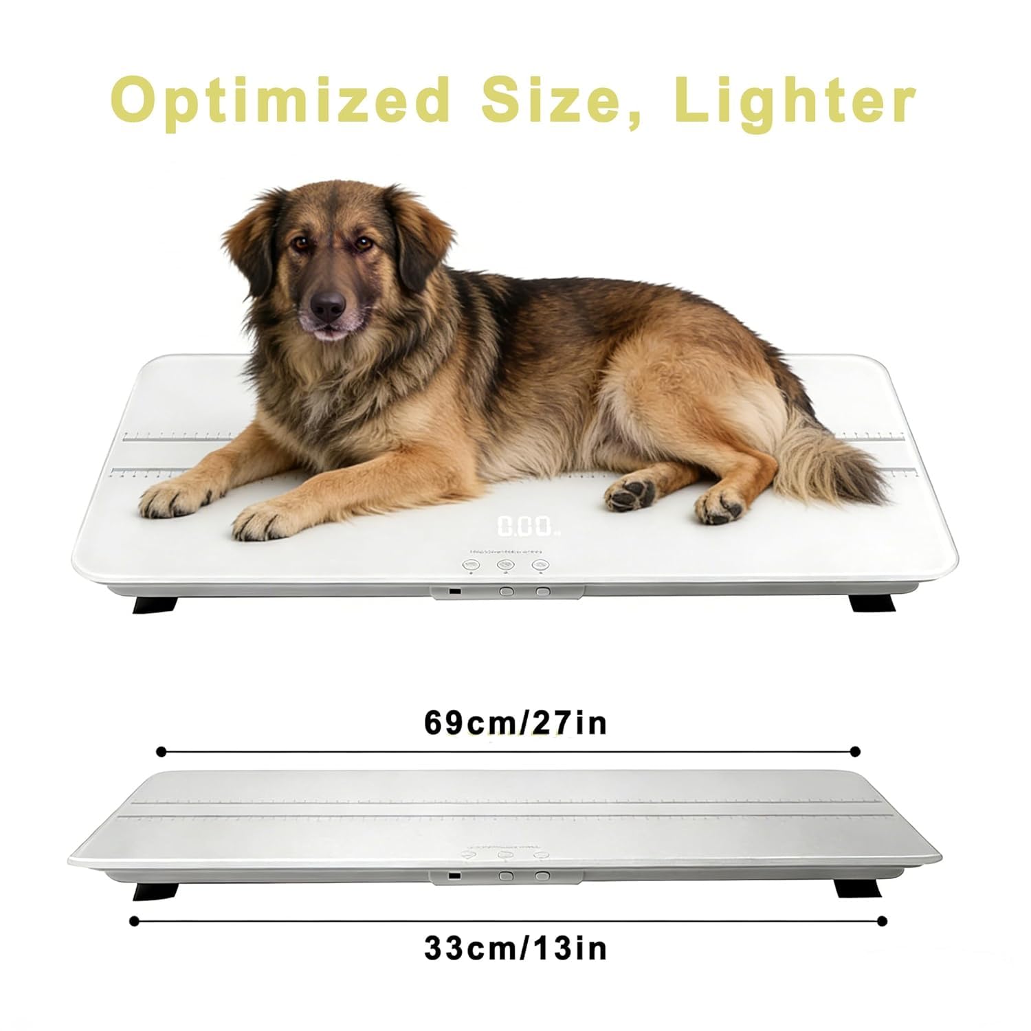 Báscula digital para mascotas para perros y gatos, gran báscula para perros, máx. 220 libras, versión recargable, 3 modos de pesaje libras, kg, st, precisión 10 g, 27,16 x 12,99 pulgadas