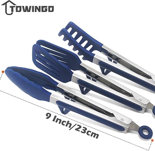 Miniatura 5 de Pinzas de cocina, pinzas de 9 pulgadas para cocinar con puntas de silicona, pinzas de silicona pequeñas de grado alimenticio, mini pinzas para