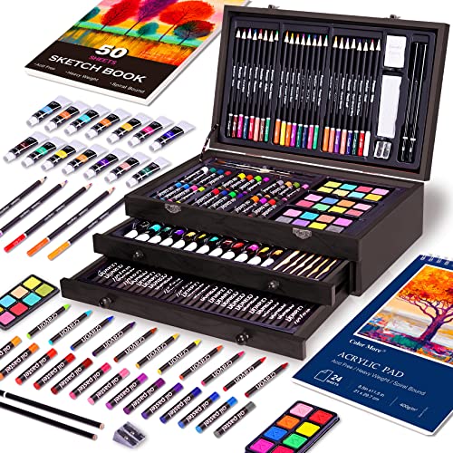 image for Color More 175 Piece Deluxe Art Set with 2 Drawing Pads, Acrylic Paint