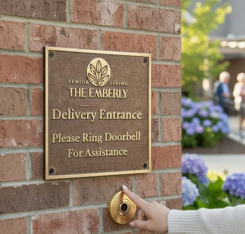 Personalized Brass Name Plate Plaque – Custom Engraved Bronze Finish Metal Sign for Home, Office, Business, Door, Wall, Indoor & Outdoor Use