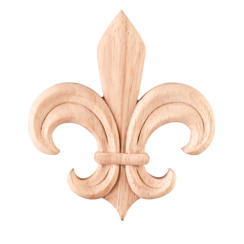 Box of 5- Fleur de lis Wood Pressed Appliques