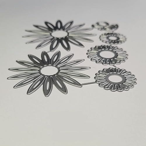 Miniatura 9 de Troqueles de metal de flores en capas 3D, equinácea para plantas, hojas de flores de margarita, marco de abeja, plantillas de corte de boda para