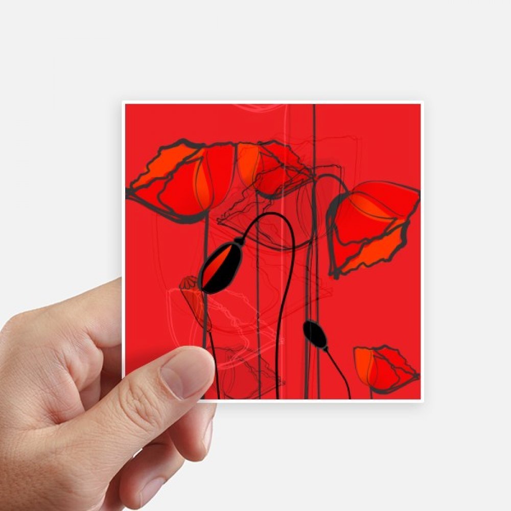 Autocollant pavot art abstrait adhésif puissant pour pc portable et mur 10cm